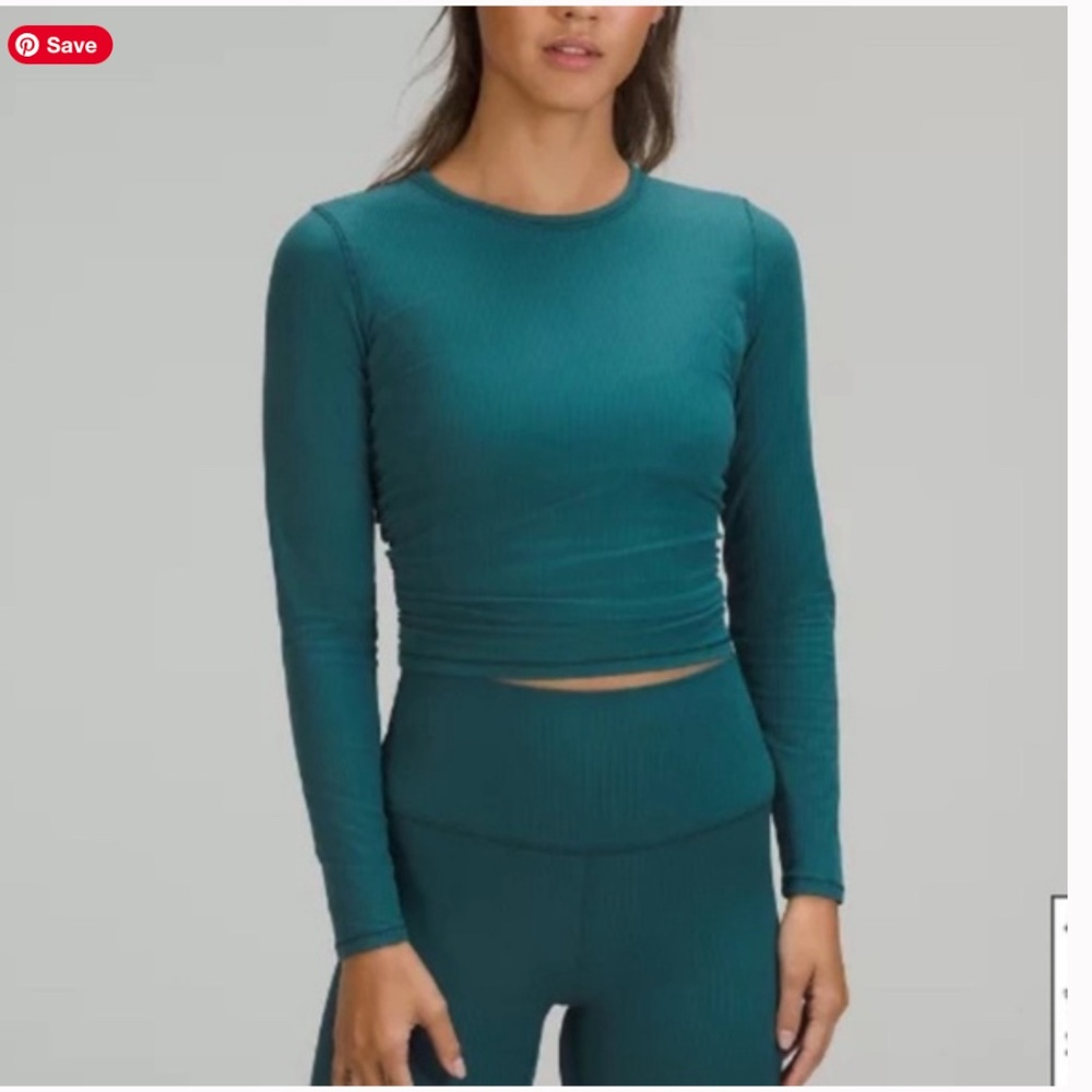 Lululemon All It Takes Ribbed Nulu Long-Sleeve Shirt- Green Size 10